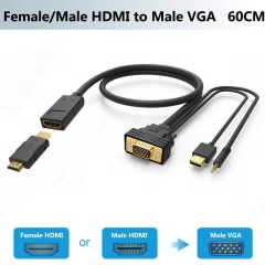 Cavetto adattatore HDMI Femmina/ VGA maschio + cavo USB + cavo Audio